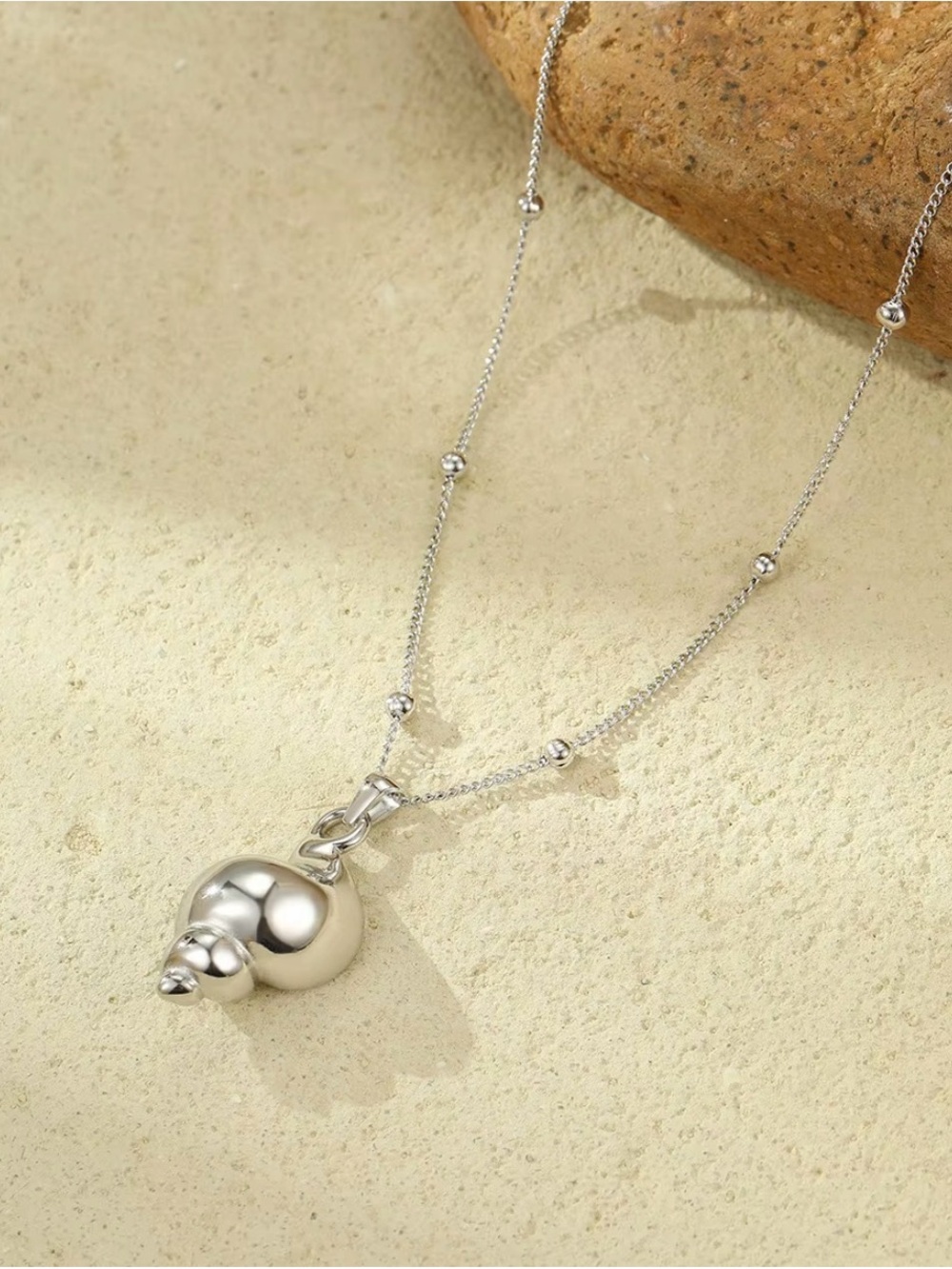 Sterling Silver Bead Pendant Necklace - Silver